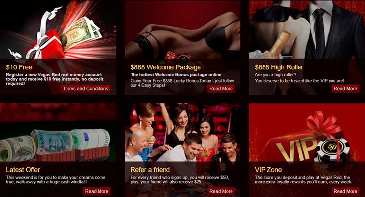 Бонусы казино Vegas Red